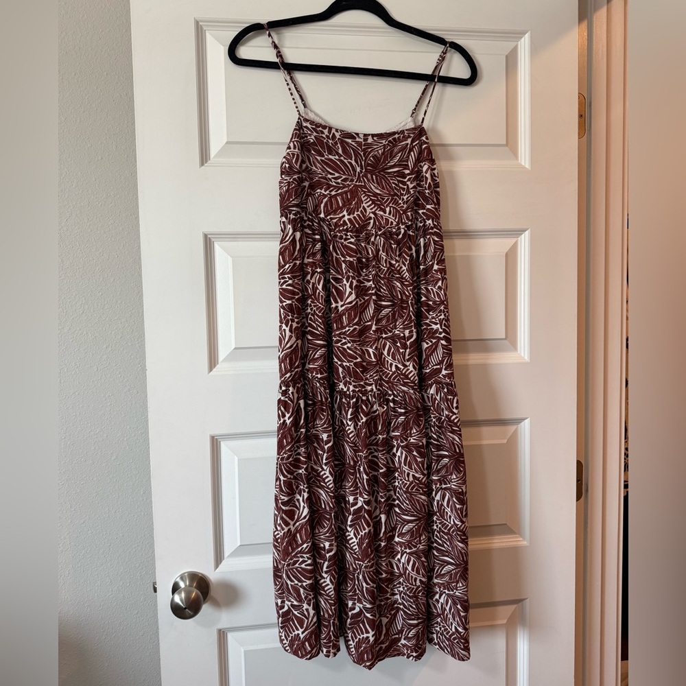 ABERCROMBIE | Brown & Cream Trapeze Midi Dress | SIZE XXS - Picture 6 of 8